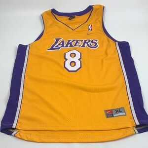 Nike Kobe Bryant Lakers 8 Jersey Purple Gold Embroidered Basketball NBA XL NEW